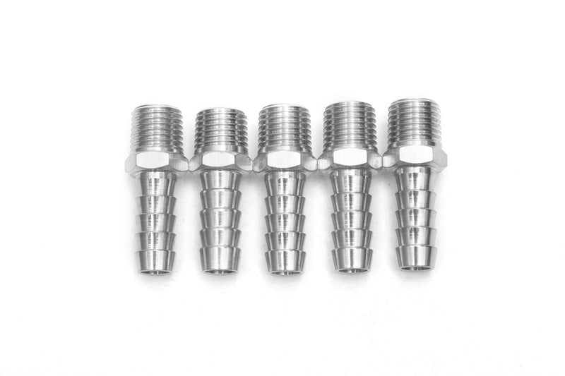 [Australia - AusPower] - LTWFITTING Bar Production Stainless Steel 316 Barb Fitting Coupler/Connector 3/8" Hose ID x 1/4" Male NPT Air Fuel Water (Pack of 5) 