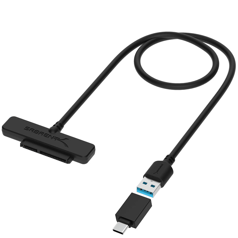 [Australia - AusPower] - SABRENT USB 3.1 (Type-A) to SSD / 2.5-Inch SATA Hard Drive Adapter [Optimized for SSD, Support UASP SATA III] (EC-SS31) Hard Drive Adapter Type-A|C Black 