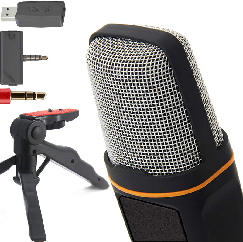 [Australia - AusPower] - ZaxSound SF666PRO Professional Cardioid Condenser Microphone and Tripod Stand for PC, Laptop, iPhone, iPad, Android Phones, Tablets, xBox and YouTube Recording 6" Black 