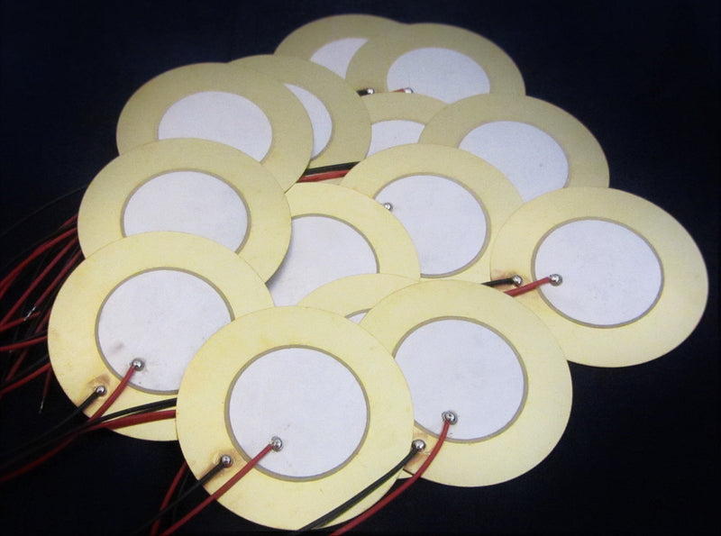 [Australia - AusPower] - 15 Pieces - 41mm Piezo Disc Elements with 4" Leads, Jumbo Contact Pickup CBG Cigar Box Guitar DIY 