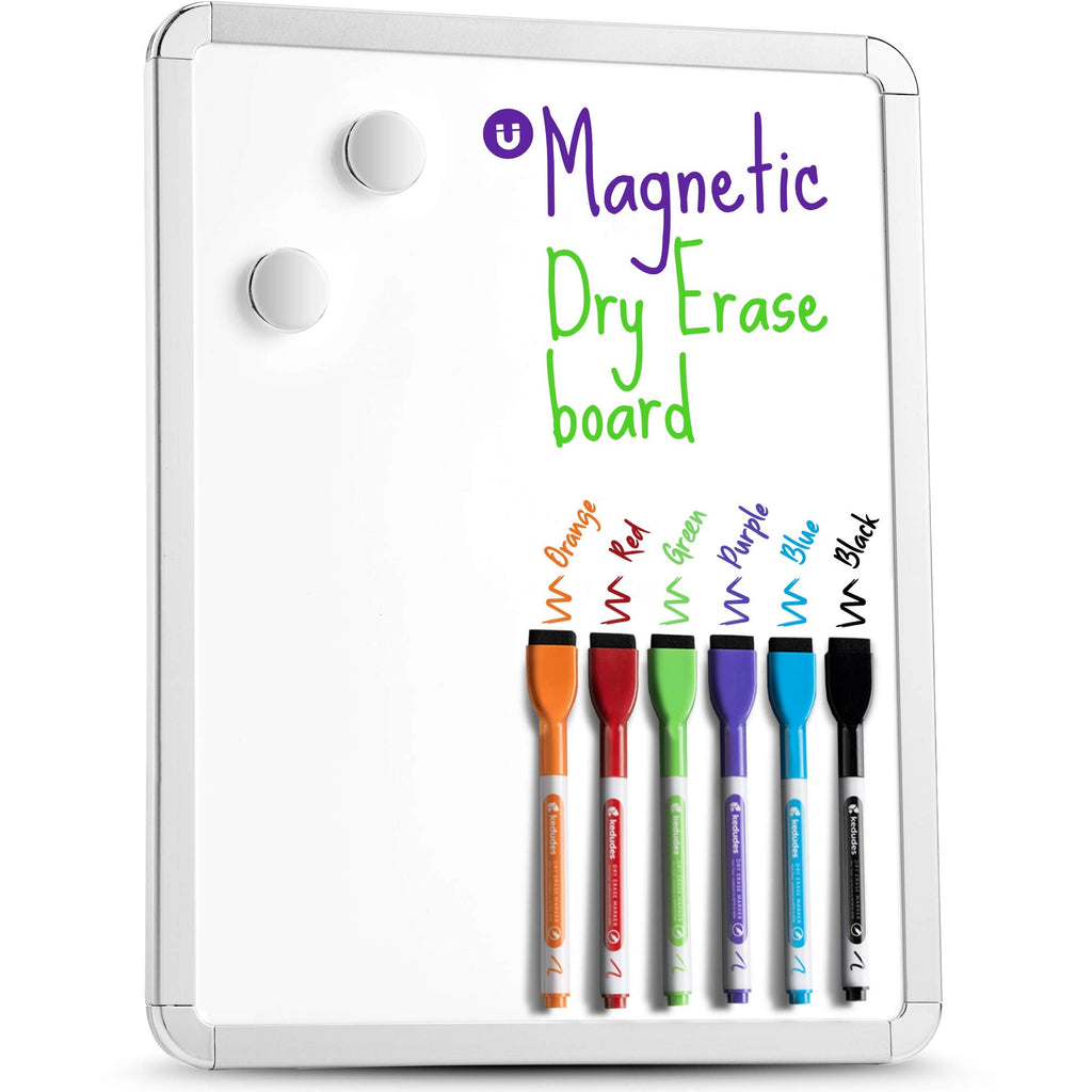 [Australia - AusPower] - Premium Magnetic 11’’ x 14’’ Small Dry Erase Board - Includes 6 Magnetic Dry Erase Markers, Assorted Colors - Small White Board for Fridge, Small White Board for Locker, Mini Whiteboard for Students 11" x 14" 