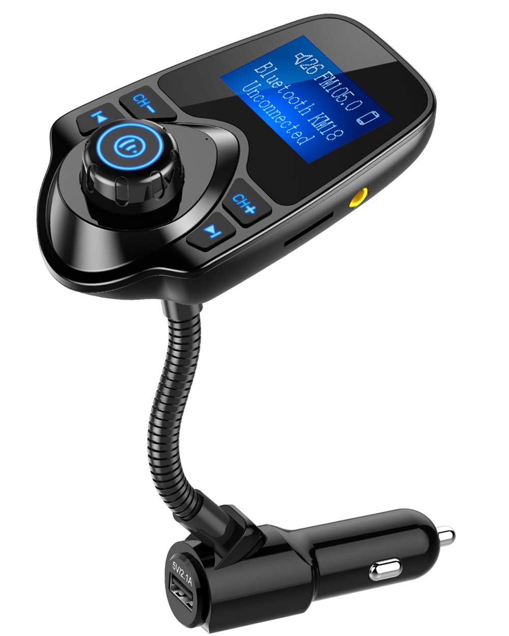 [Australia - AusPower] - Nulaxy Wireless in-Car Bluetooth FM Transmitter Radio Adapter Car Kit W 1.44 Inch Display Supports TF/SD Card and USB Car Charger for All Smartphones Audio Players-KM18 Black 