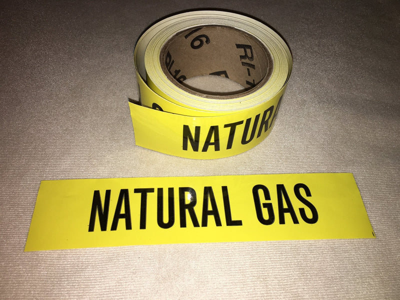 [Australia - AusPower] - Roll of Natural Gas Pipe Markers, 72 Labels in a Roll, Self Adhesive Stickers You Peel and Stick, Black on Yollow, Gas Pipe Stickers, 9" Perforated, 2" X 9" Wide, Good for Gas Inspection 