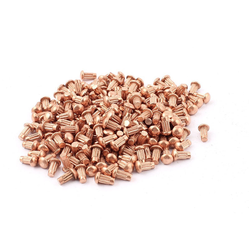 [Australia - AusPower] - uxcell 200 Pcs 1/8" x 1/4" Copper Round Head Solid Rivets Knurled Shanks 