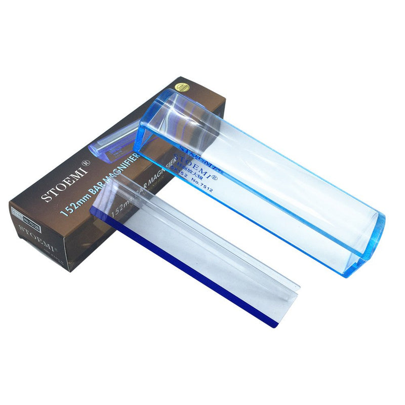 [Australia - AusPower] - 6 inch 5X Blue Raised Domed Bar Magnifier with Reading Tracking Line Optical Tool Bar Magnifying Glass 