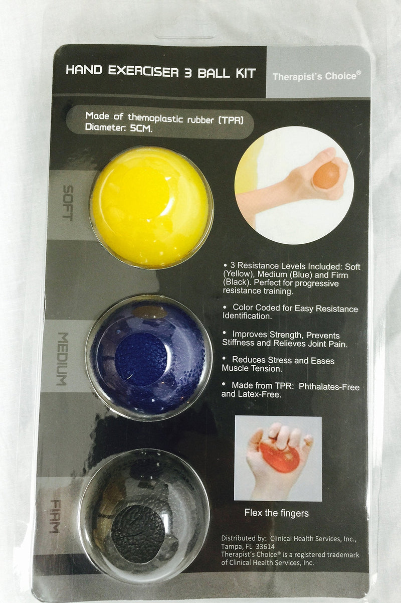[Australia - AusPower] - Therapist's Choice® Hand Exercise 3 Ball Kit: 3 Color Coded Resistance Levels 