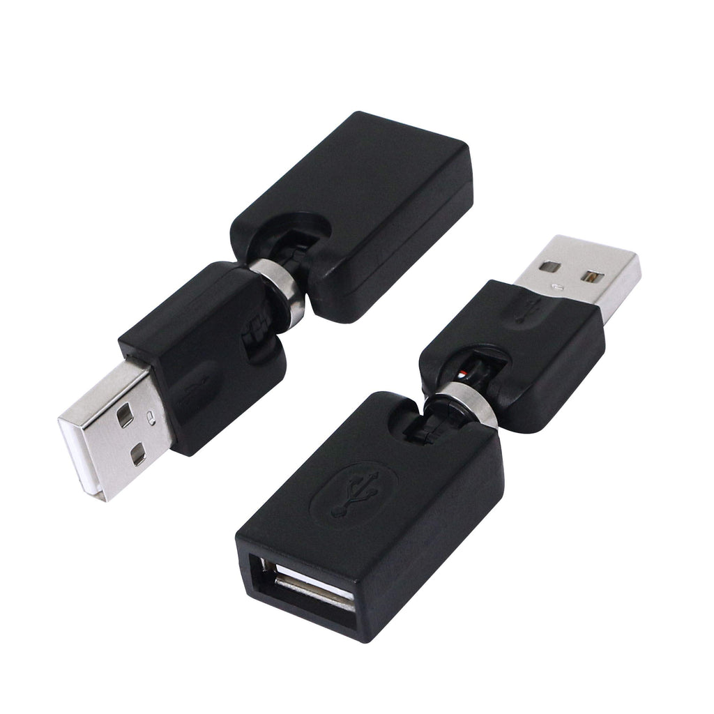 [Australia - AusPower] - CERRXIAN Rotating and Swivel Twist USB 2.0 Type A Male to Type A Female 360 Degree Rotation Adjustable Right Angle Extension Adapter Convertor (2-Pack,AM-FM) 