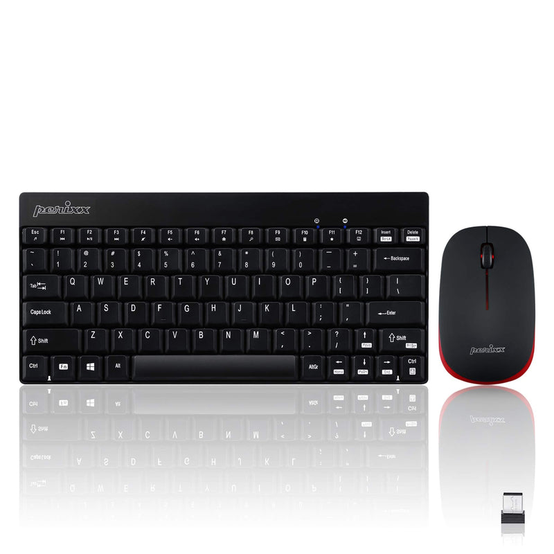 [Australia - AusPower] - Perixx Periduo-712B Wireless Mini Keyboard and Mouse Set, Black, US English Layout 