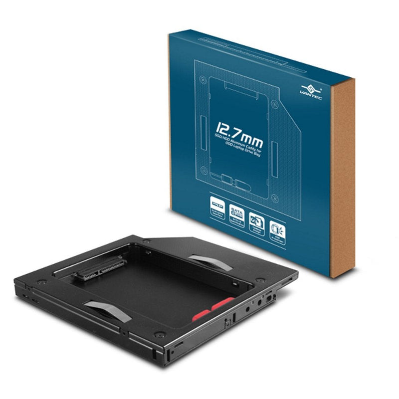 [Australia - AusPower] - Vantec SSD/HDD Aluminum Caddy for 12.7mm ODD Laptop Drive Bay (MRK-HC127A-BK) 12.7mm ODD laptop HDD caddy Enclosure 