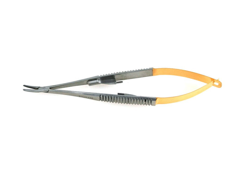 [Australia - AusPower] - TC Castroviejo Needle Holder 5.5" Curved Tungsten Carbide Inserts Serrated Jaws with Lock | Medixplus 