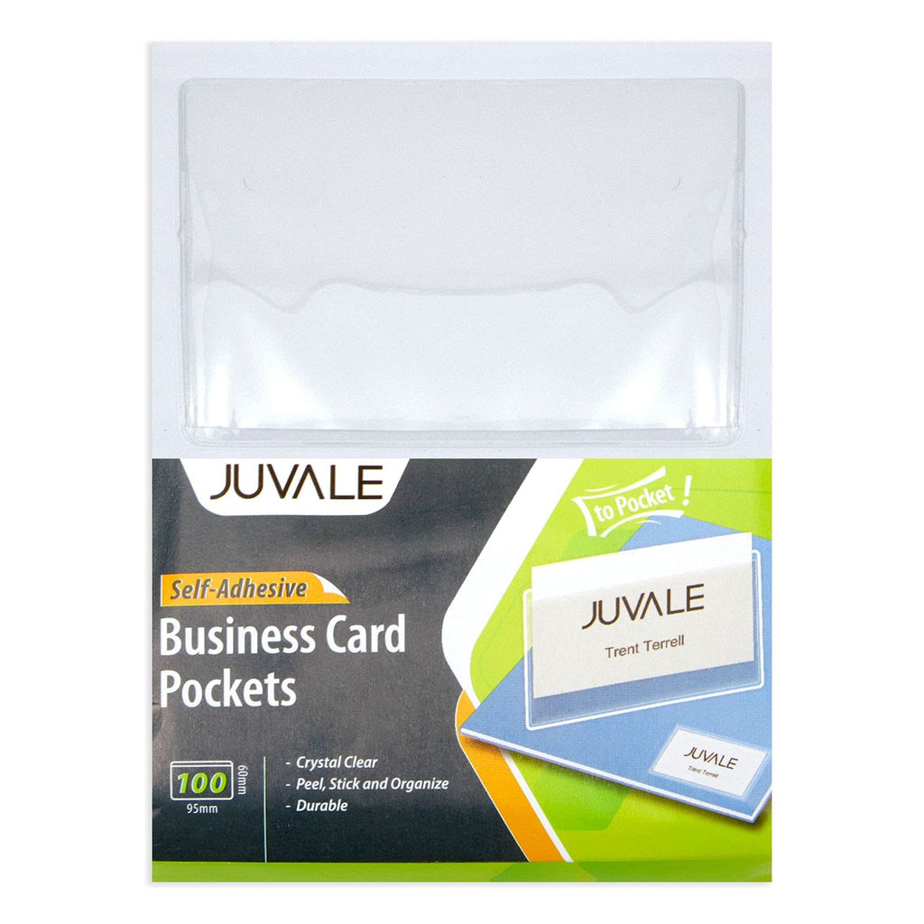 [Australia - AusPower] - Juvale 100 Pack Business Cards Pocket Holder, Self Adhesive Clear Plastic Protector Sleeve (3 1/2 x 2 in, Top Load) 