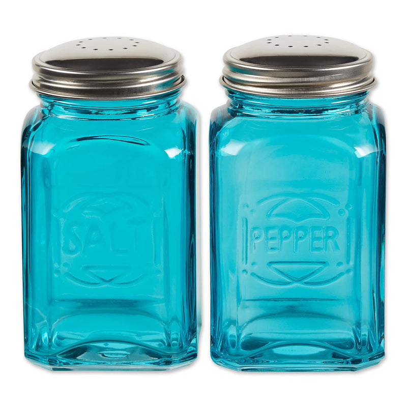 [Australia - AusPower] - RSVP International Retro Glass Salt & Pepper Shaker | Stainless Steel Lids |, 8 oz, Turquoise 