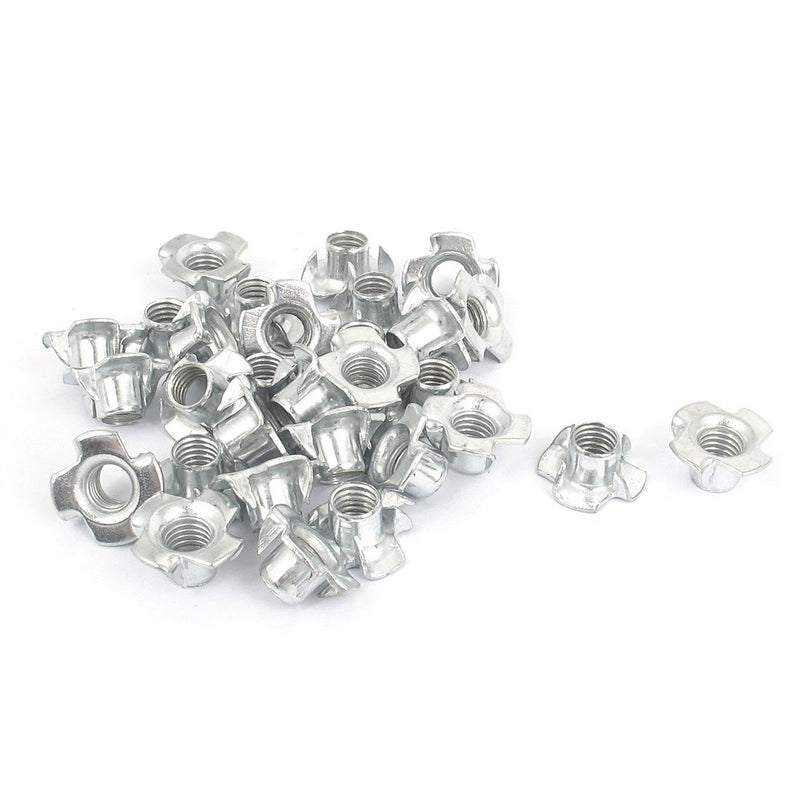 [Australia - AusPower] - uxcell M8x1.25mm (Pack of 30) 4 Pronged Tee Nut T-Nut for Table Legs Rock Climbing Wall Woodwork Holds Wood Cabinetry 