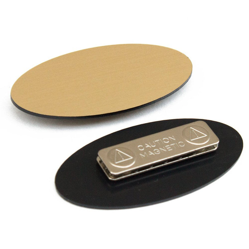 [Australia - AusPower] - Oval Name Badge Blanks with Magnet - 10 Pack (Brushed Gold) Brushed Gold 