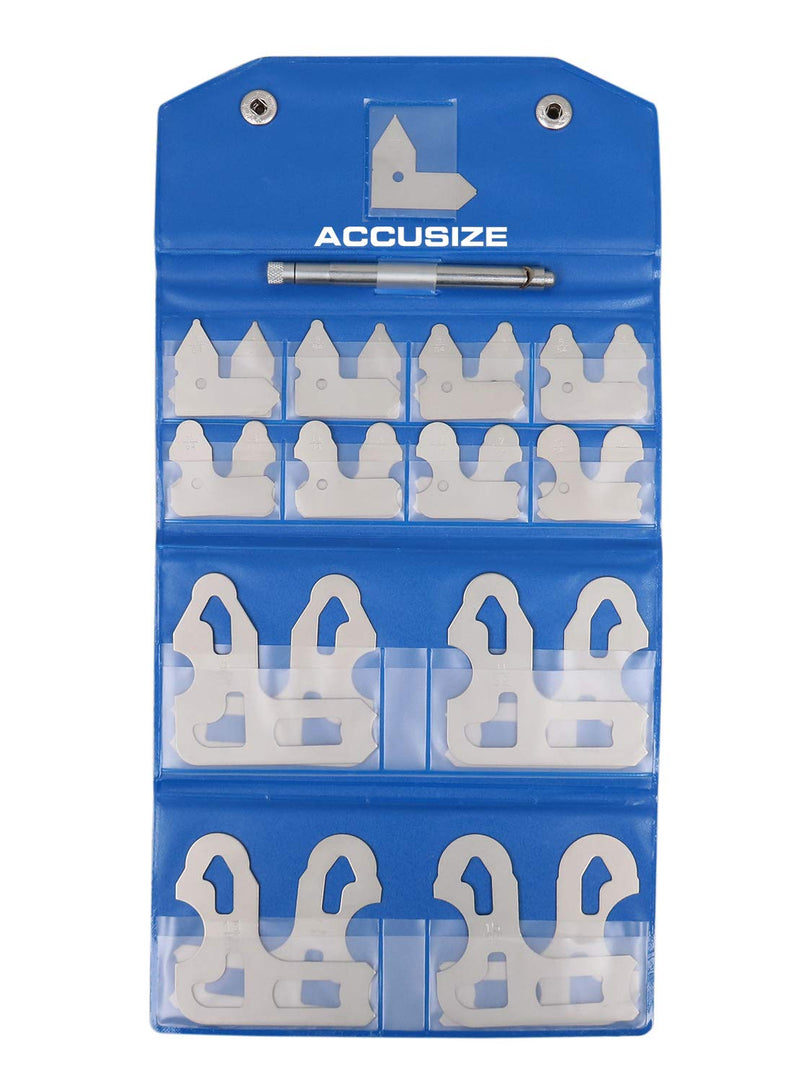 [Australia - AusPower] - Accusize Industrial Tools 25 Pc Radius Gage Set Fractional 1/64-1/2'' Gages with Holder, 3602-5021 