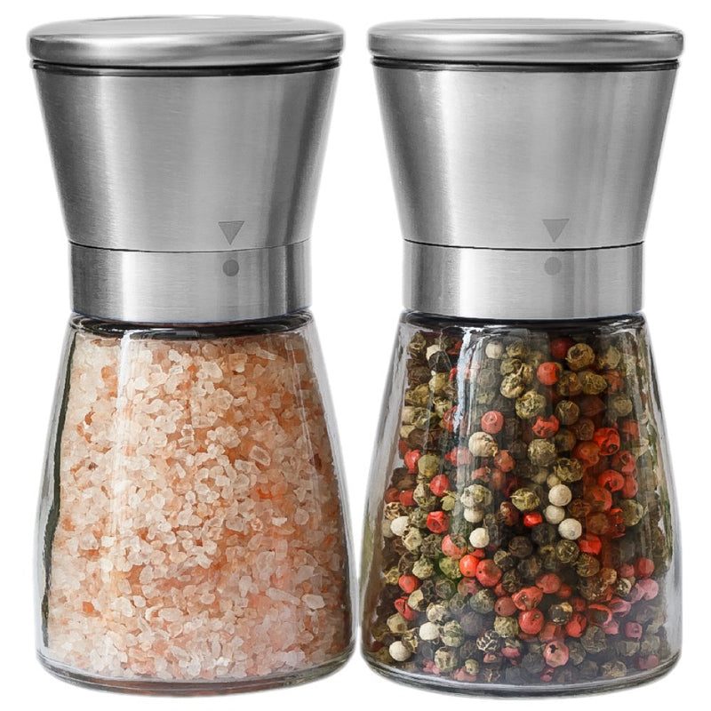 [Australia - AusPower] - Salt and Pepper Grinder Set - Salt and Pepper Shakers for Professional Chef - Best Spice Mill with Brushed Stainless Steel, Special Mark, Ceramic Blades and Adjustable Coarseness 
