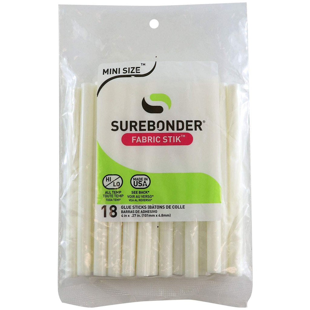 [Australia - AusPower] - Surebonder Fabric Hot Glue Stick, Mini Size 4" L, 5/16" D - 18 Pack, Machine Washable, Use with High Temperature Glue Guns - Made in USA (FS-18), Creamy White 