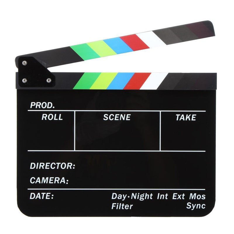 [Australia - AusPower] - Acrylic Clapboard 9.6x11.7" /25x30cm Dry Erase Director Film Movie Clapper Board Slate with Color Sticks - Black 