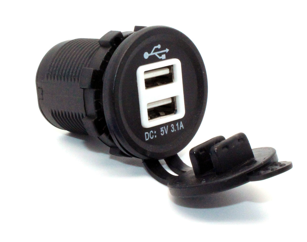 [Australia - AusPower] - Cllena 2 USB Charger Outlet 1A & 2.1A Port Socket Charger Power Adapter Waterproof for Car Boat Motorcycle Blue LED Lights(5007C) 