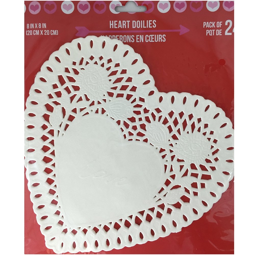 [Australia - AusPower] - White Heart Doilies Valentine Crafts- 8 Inches - 24 Ct 