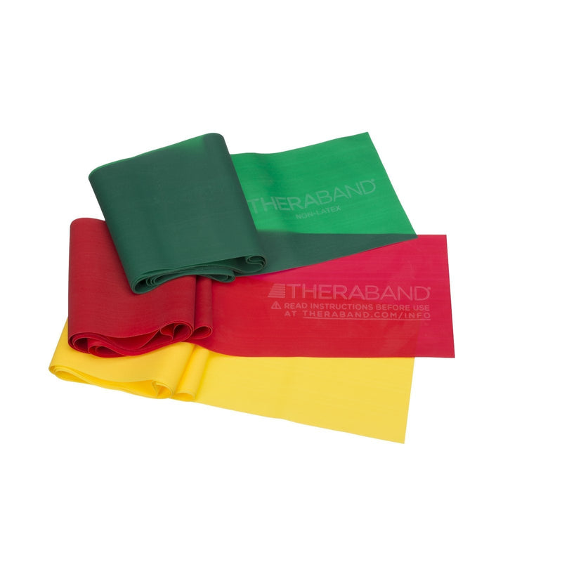 [Australia - AusPower] - TheraBand Resistance Bands Set, Professional Non-Latex Elastic Band For Upper & Lower Body Exercise, Strength Training without Weights, Physical Therapy, Pilates, Rehab, Yellow & Red & Green, Beginner 