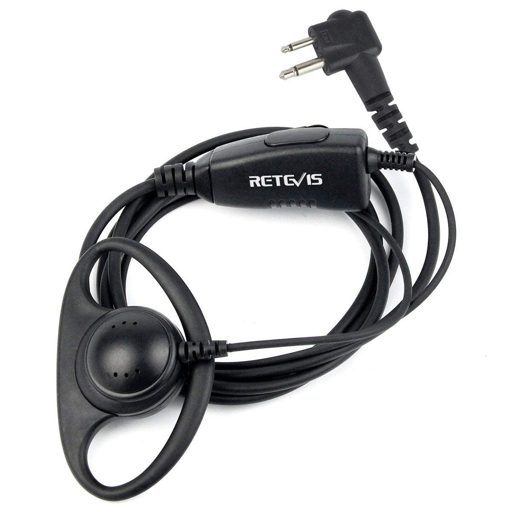 [Australia - AusPower] - Retevis EEM002 Two Way Radio Earpiece Single Wire, Compatible with CP185 CP200 CP200d GP2000 CLS1410 PRO3150 EP450 Walkie Talkies, D Shape Earhook Headset for Walkie Talkies with Microphone(1 Pack) 
