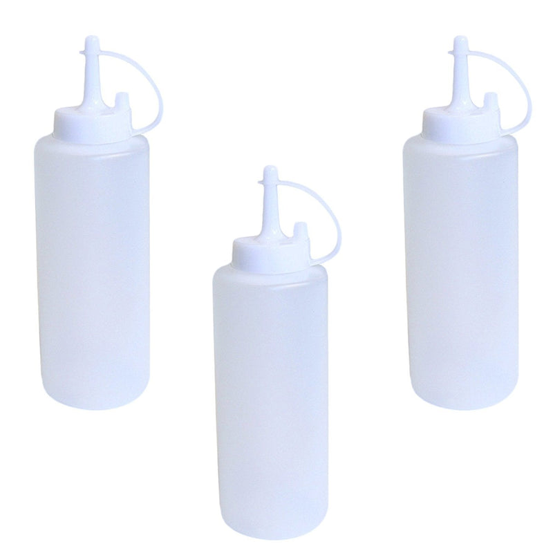 [Australia - AusPower] - Chef Craft Set of 3 Plastic Squeeze Caps, Ketchup BBQ Sauce Dispensing Bottles (12 Ounce), Silver 