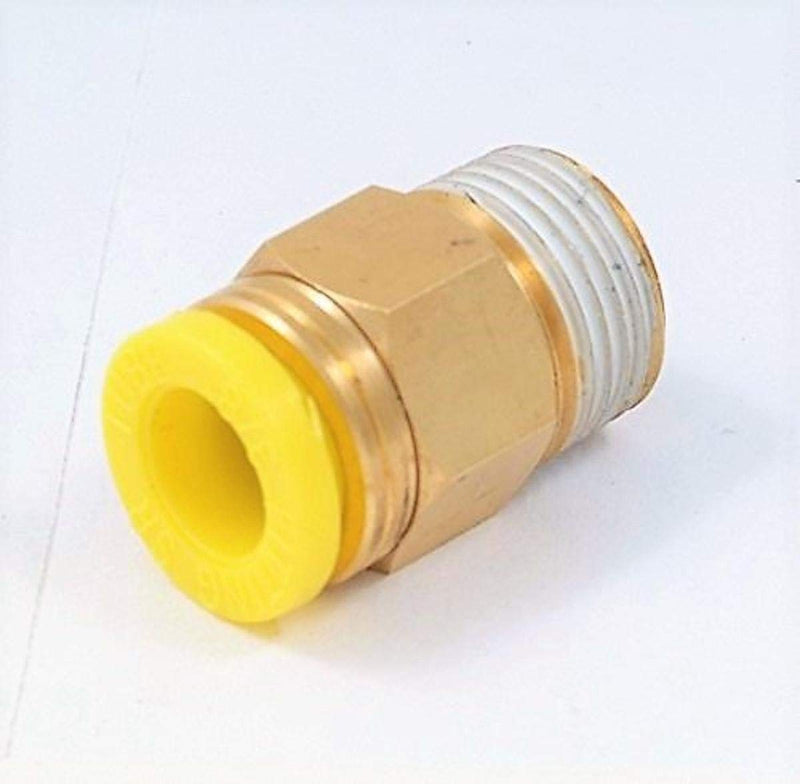 [Australia - AusPower] - HHIP 8401-0280 Push to Connect Male Pneumatic Tube Fitting 1/4" x 3/8" NPT, Yellow 1/4" Tube OD, 1/8 NPT Thread 