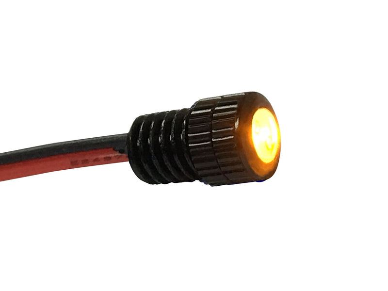 [Australia - AusPower] - Oznium Brightest Light Bolt - Flush Mount 12V LED Light for Bumper, Grille, Cars Interior, Dash, Ambient Lighting, Motorcycle w/Sleek Aluminum Housing & Screw Nut (6 mm Black, Amber LED) 6mm (about 15/64") 