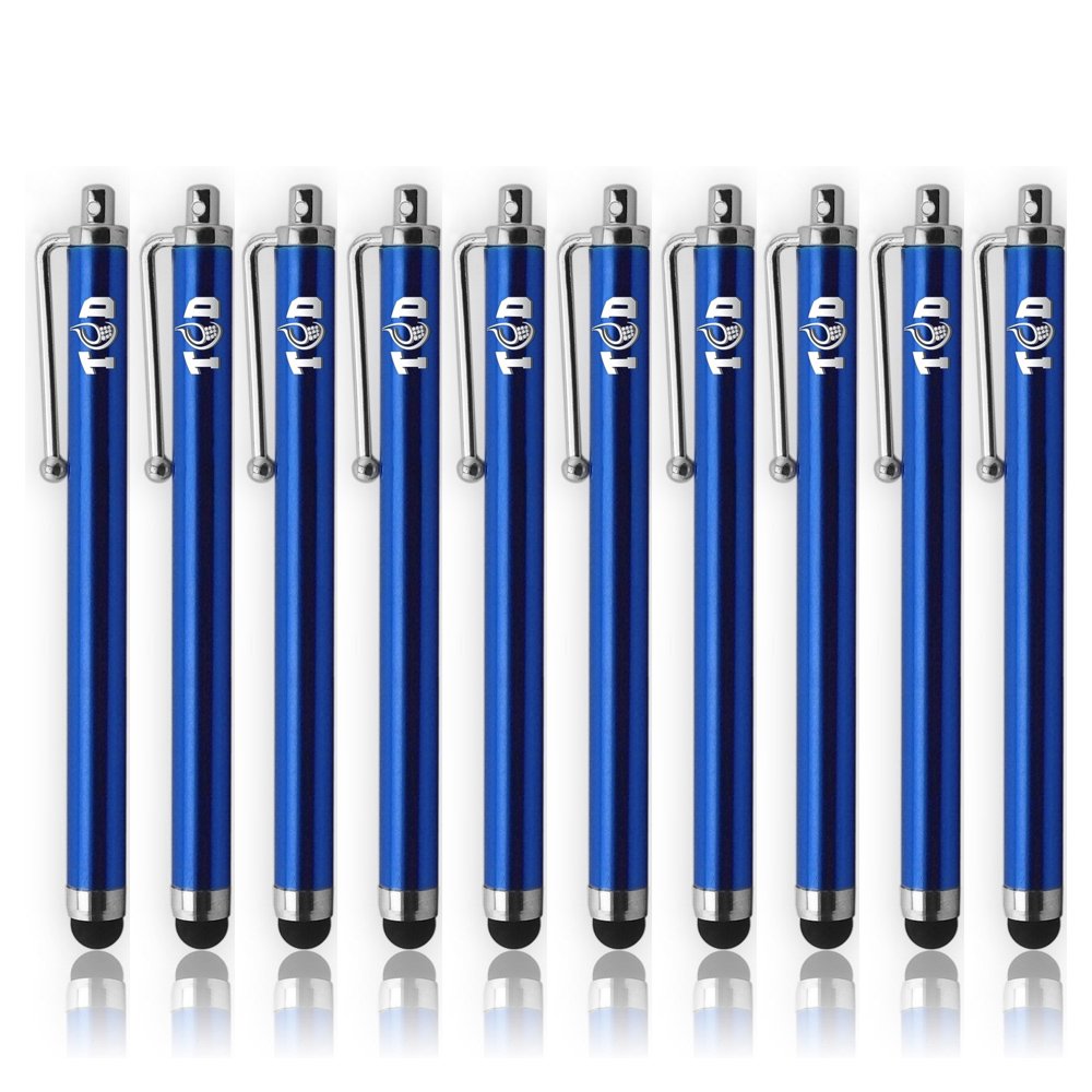 [Australia - AusPower] - TCD Universal Pack of 10 [Blue] Premium Thick Stylus Pen Pack [Compatible with All Touch Screen Devices] Blue 