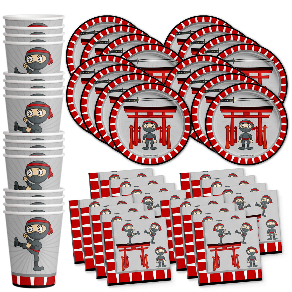 [Australia - AusPower] - Ninja Warrior Birthday Party Supplies Set Plates Napkins Cups Tableware Kit for 16 