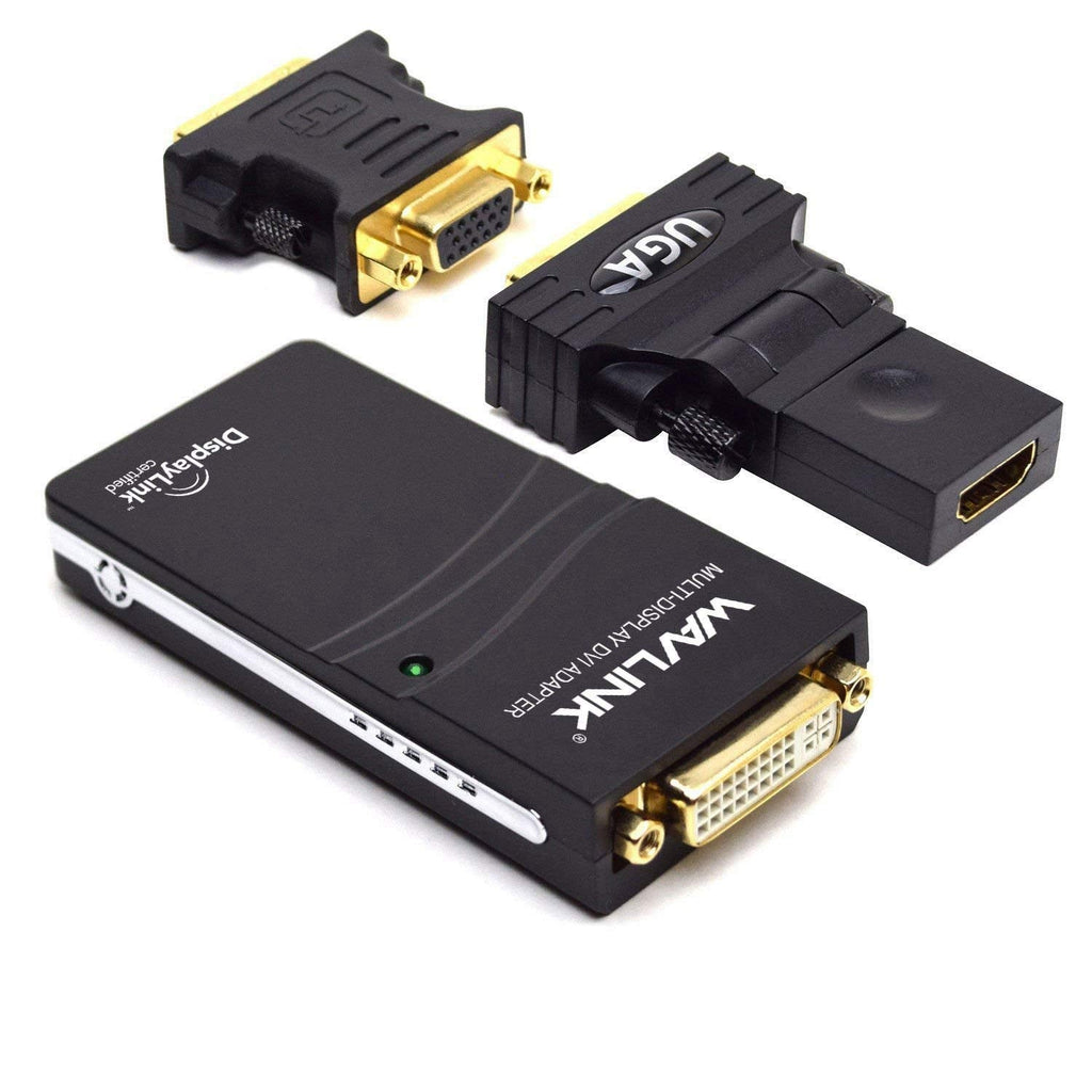 [Australia - AusPower] - Wavlink USB 2.0 to DVI/HDM/VGA Universal Video Graphics Display Adapter, Displaylink Chip Supports up to 6 Monitor displays up to 1920 x 1080@60Hz for Windows & Chrome OS & Android 5.0 Later 