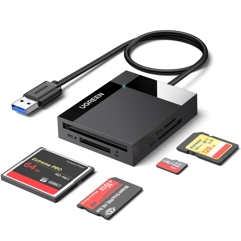 [Australia - AusPower] - UGREEN SD Card Reader 4 in 1 Multi USB 3.0 Micro SD Memory Card Adapter for External Camera Photo SD SDXC SDHC TF MicroSD Micro SDXC Micro SDHC MS CF Compact Flash UHS-I Cards for PC Computer Mac 