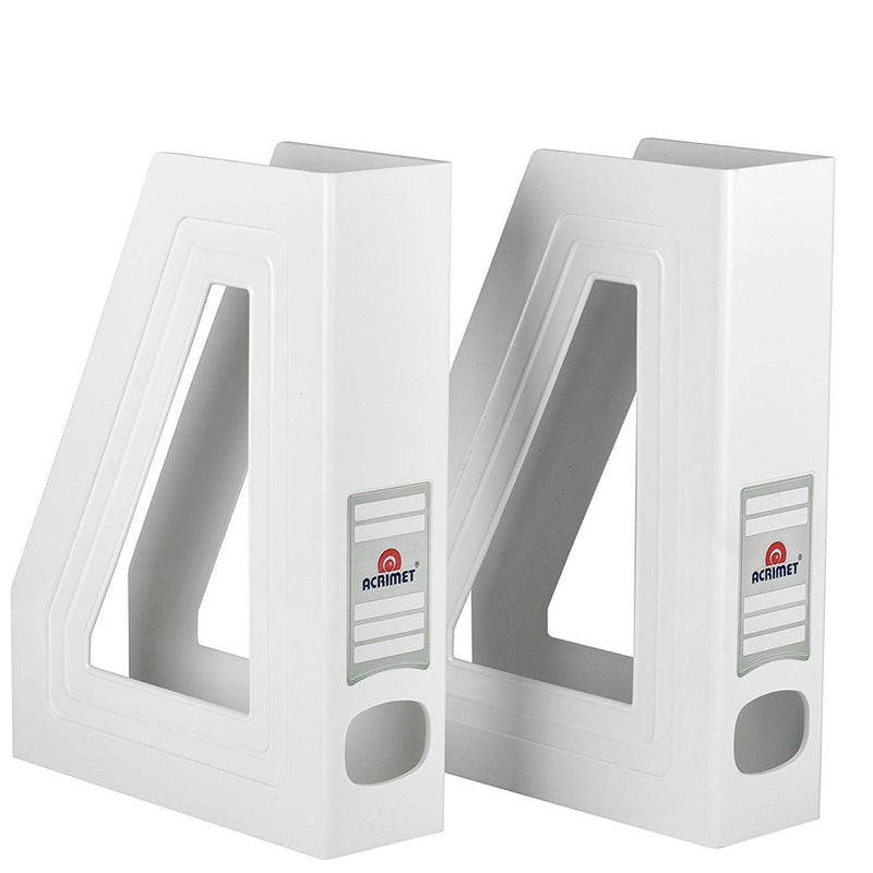 [Australia - AusPower] - Acrimet Magazine File Holder Rack Organizer (Plastic) (White Color) (2 Pack) 