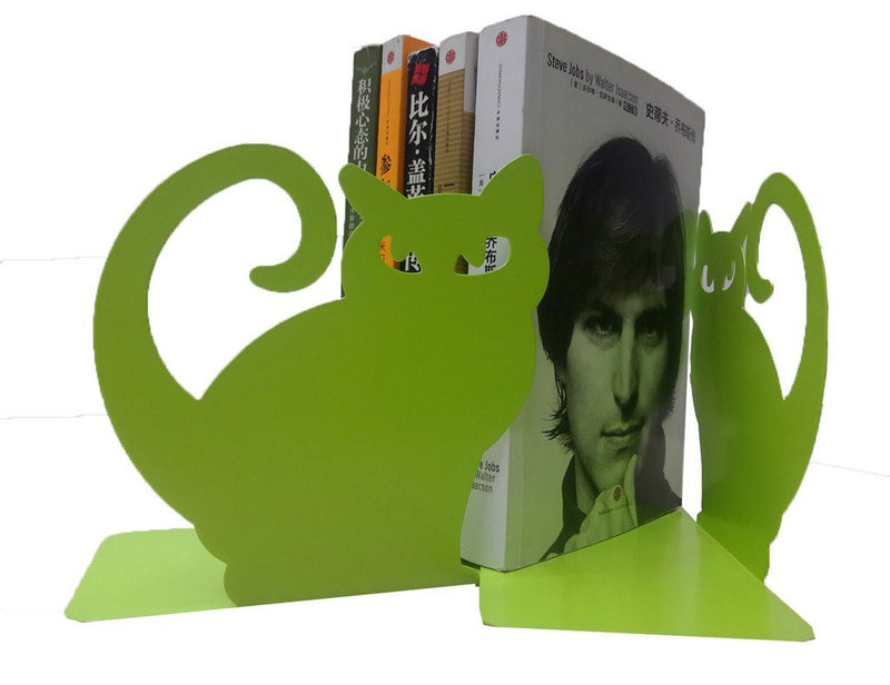 [Australia - AusPower] - Winterworm Cute Vivid Lovely Persian Cat Nonskid Thickening Iron Metal Bookends Book Organizer for Library School Office Home Study Desk Organizer (Green) Green 