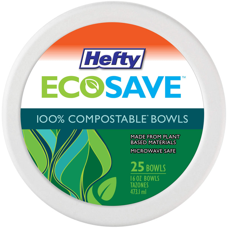 [Australia - AusPower] - Hefty Ecosave 100% Compostable Bowl, 16 Ounce , 25 Count 