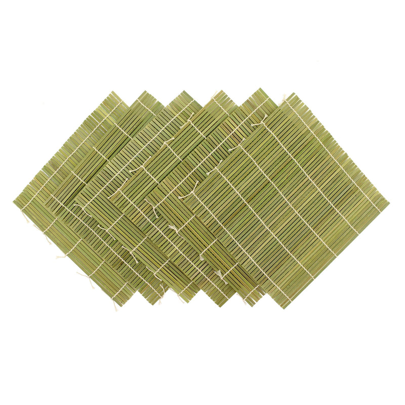 [Australia - AusPower] - BambooMN 6X Green Bamboo Sushi Rolling Mat Set, Bulk Sushi Roller Mats 9.5", All Natural Bamboo 9 Inch x 9 Inch 