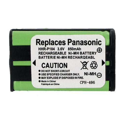 [Australia - AusPower] - Battery For Cordless Phone Compatible with KX-TG5452M Cordless Phone Battery Ni-MH, 3.6 Volt, 850 mAh - Ultra Hi-Capacity - Replacement for HHR-P104 Rechargeable Battery 
