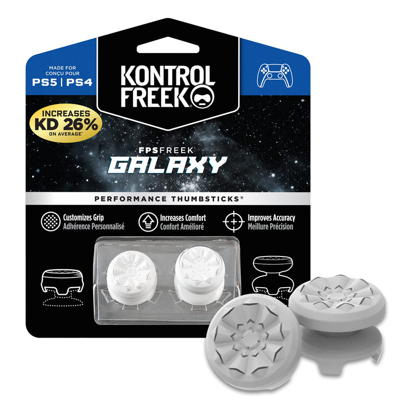 [Australia - AusPower] - KontrolFreek FPS Freek Galaxy White for Playstation 4 (PS4) and Playstation 5 (PS5) | Performance Thumbsticks | 1 High-Rise, 1 Mid-Rise | White 