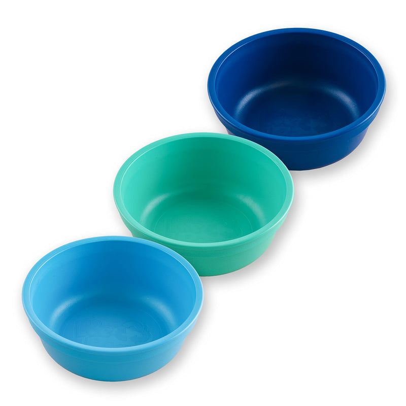 [Australia - AusPower] - RE-PLAY Made in USA 3pk - 12 oz. Stackable Bowls | Aqua, Sky, Navy Blue | Eco Friendly Heavyweight Recycled Milk Jugs | Virtually Indestructible| BPA Free | True Blue A True Blue 