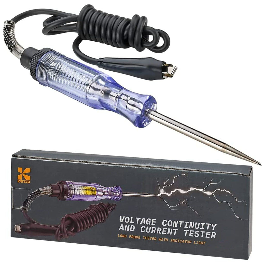 [Australia - AusPower] - Katzco Voltage Continuity and Current Tester - 6-12 V DC - 24 V AC Circuit - Heavy Duty - Long Probe Tester with Indicator Light - 54 Inch Cord for Low Voltage Systems, Cars, Live Wires, Fuses 4.5 Foot Cord 