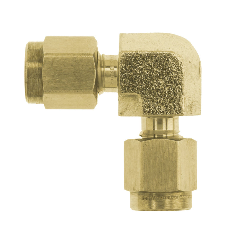 [Australia - AusPower] - Brennan Industries N2500-04-04-B Brass 90 Degree Elbow Double-Ferrule Tube Fitting, 1/4" Tube x 1/4" Tube 
