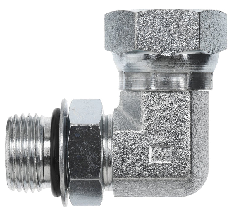 [Australia - AusPower] - Brennan Industries 6901-10-06-NWO-FG Forged Steel 90 Degree Elbow Tube Fitting, 7/8"-14 SAE ORB x 3/8"-18 NPSM Thread, 5/8" Male Adjustable O-Ring Boss x 5/8" Female NPTF Swivel 