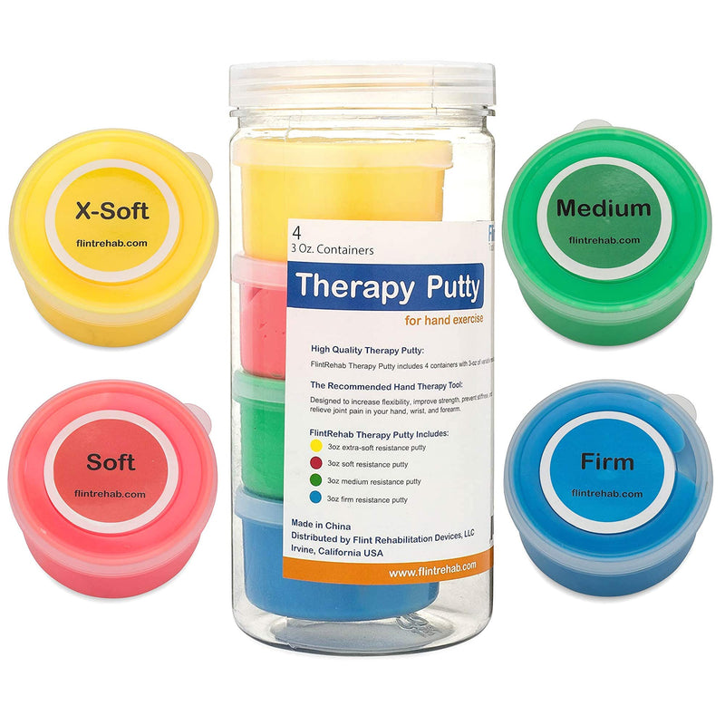 [Australia - AusPower] - FlintRehab Premium Quality Therapy Putty (4 Pack, 3-oz Each) for Hand Exercise Rehab. Fidgeting, and Stress Relief… 