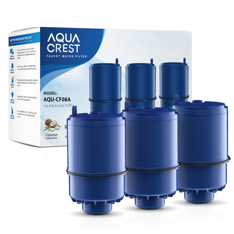 [Australia - AusPower] - AQUA CREST RF-9999 NSF Certified Water Filter, Replacement for Pur RF9999 Faucet Water Filter, Pur Faucet Model FM-2500V, FM-3700, PFM150W, PFM350V, PFM400H, Pur-0A1 (Pack of 3), Model No.: AQU-CF08A 