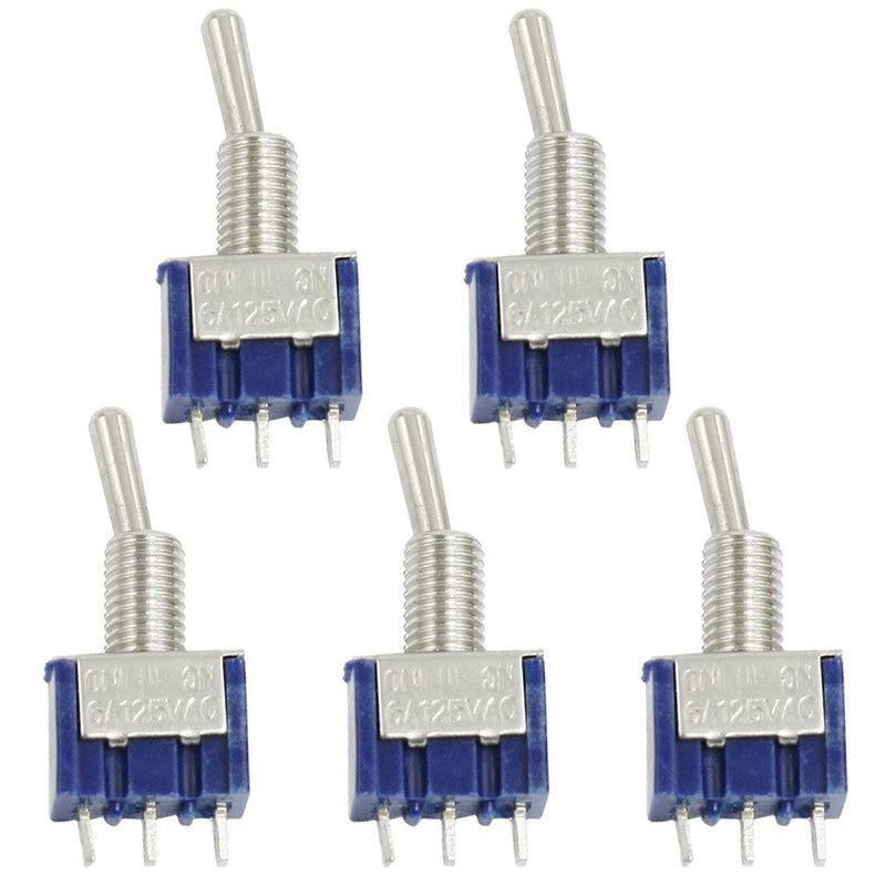 [Australia - AusPower] - uxcell a12072300ux0597 Single Pole Double Throw SPDT On/On Toggle Switch, 5 Piece, AC 125V, 6 A 