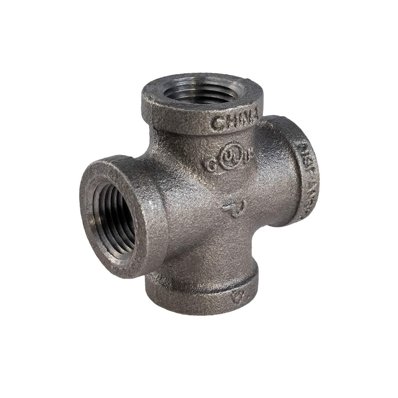 [Australia - AusPower] - Supply Giant Everflow Supplies BMCR0014 Black Malleable Cross Fitting, 0.25 Inch (CNDS0036) 1/4 Inch Single 