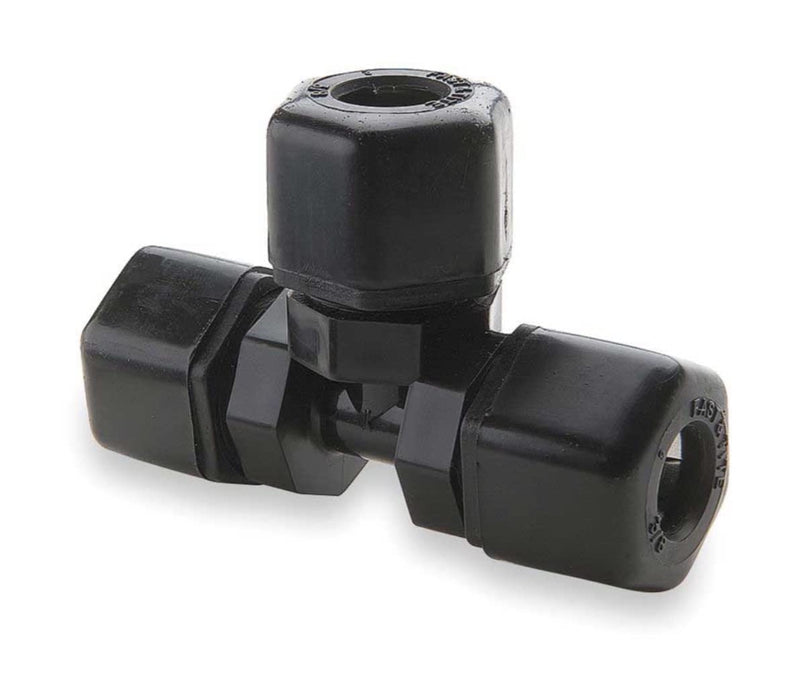[Australia - AusPower] - Parker Hannifin P10TU10 Fast & Tite Polypropylene Tee Union Fitting, 5/8" Compression Tube x 5/8" Compression Tube, Black 1 