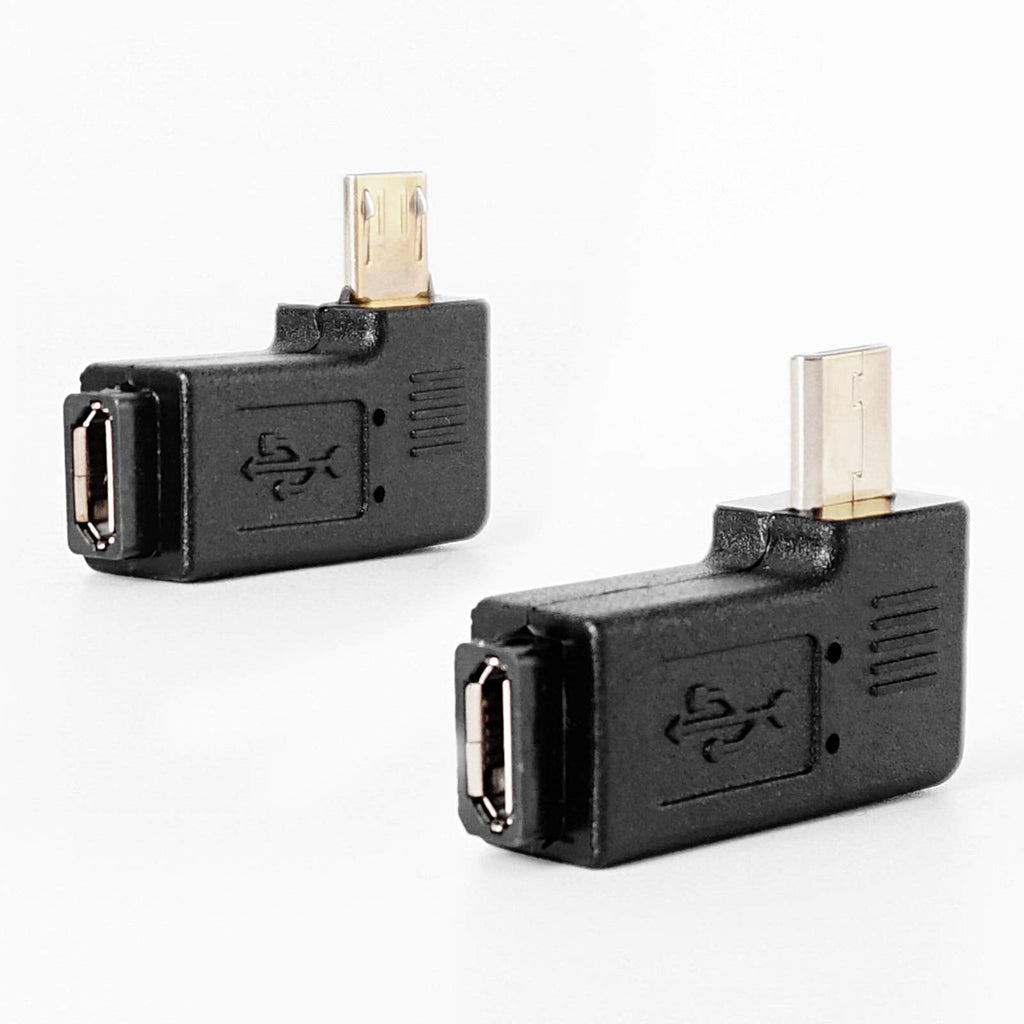 [Australia - AusPower] - 1 Pair Right Left Angle Micro USB Male 90 Degree USB Male to Micro Female Plug Adapters 