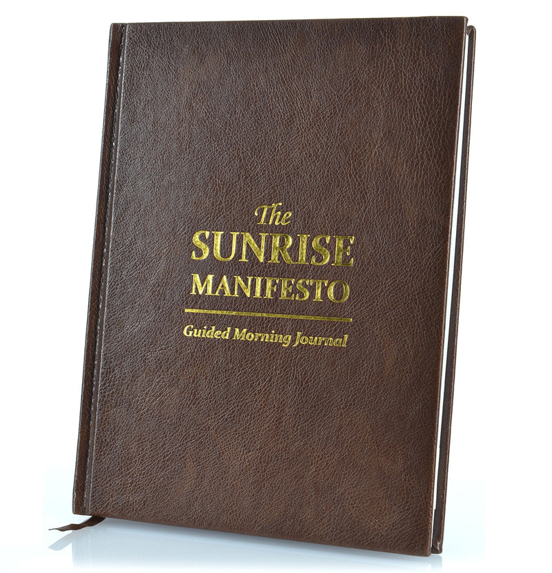 [Australia - AusPower] - The Sunrise Manifesto Guided Morning Journal (Brown) - Minimalist Morning Pages for Gratitude, Productivity, and Focus 